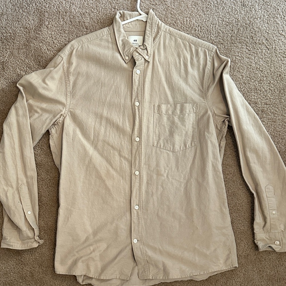 H&M Men's Tan Casual Button Down Shirt